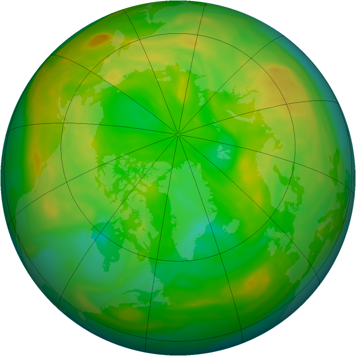 Arctic ozone map for 12 June 2007